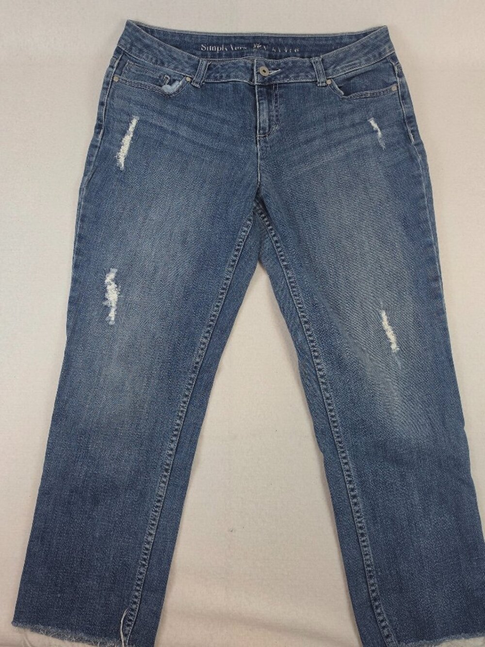 Simply Vera Vera Wang Distressed Raw Hem Cropped Jeans Size 12